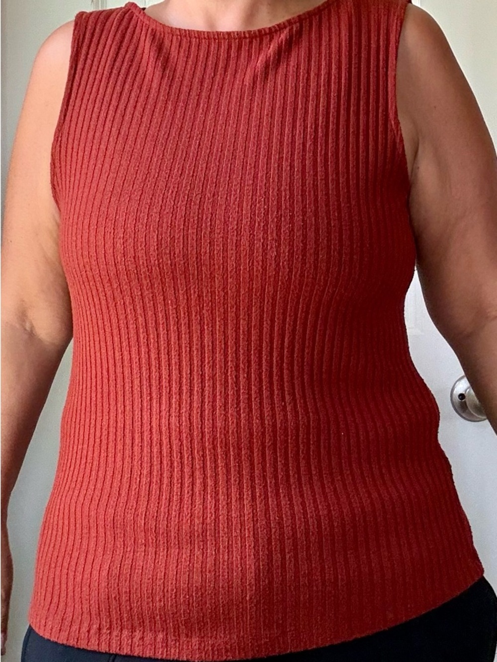 Liverpool of Los Angeles Ribbed Sleeveless Tank Top - Rust Red